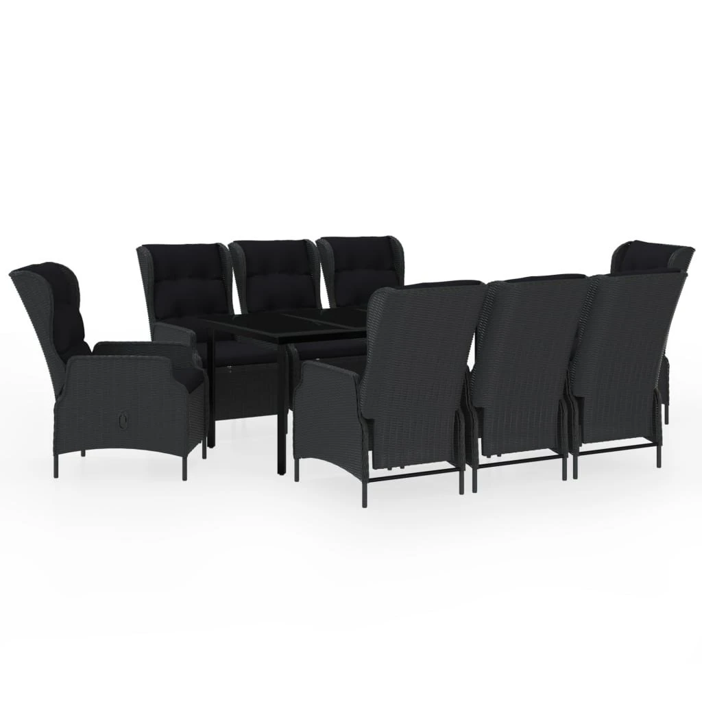 Juego De Comedor Para Jardín 9 Piezas Gris Oscuro VidaXL 4 Juego De Comedor Para Jardín 9 Piezas Gris Oscuro VidaXL - Imagen 2