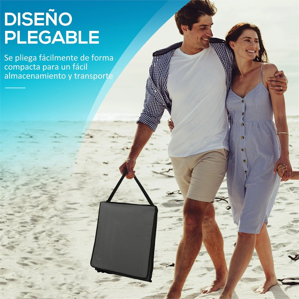 Outsunny Conjunto De 2 Esterillas De Playa Plegable Esteras Acolchadas Con Respaldo Reclinable Y Bolsa De Transporte Para Jardín Camping 142x51x40 Cm Gris 8 Outsunny Conjunto De 2 Esterillas De Playa Plegable Esteras Acolchadas Con Respaldo Reclinable Y Bolsa De Transporte Para Jardín Camping 142x51x40 Cm Gris - Imagen 6