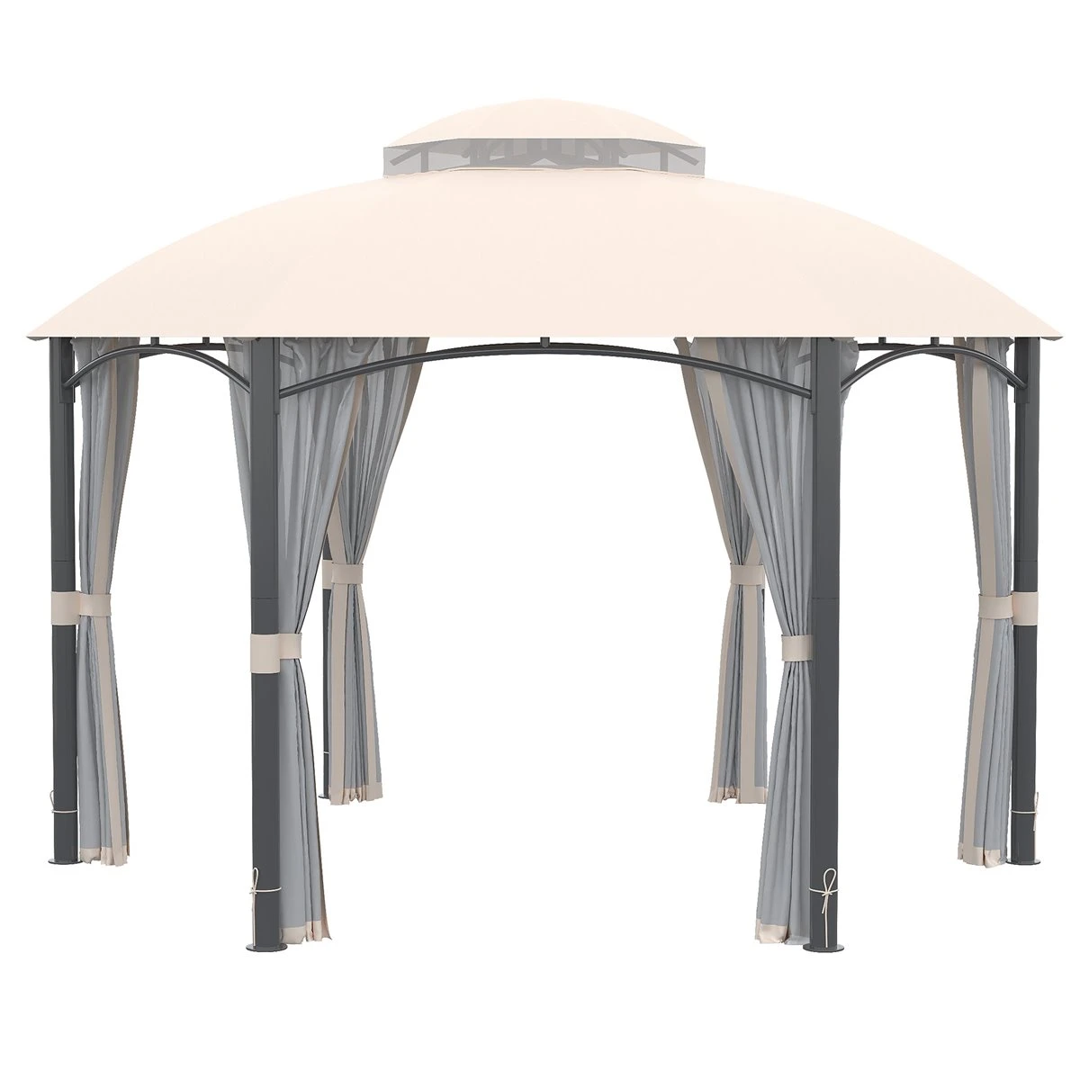 Outsunny Cenador De Jardín Hexágono 4x4 M Pabellón Exterior Con Doble Techo De Ventilación Y 6 Mosquiteras Con Cremallera Para Fiestas Balcón Patio Caqui 10 Outsunny Cenador De Jardín Hexágono 4x4 M Pabellón Exterior Con Doble Techo De Ventilación Y 6 Mosquiteras Con Cremallera Para Fiestas Balcón Patio Caqui - Imagen 8