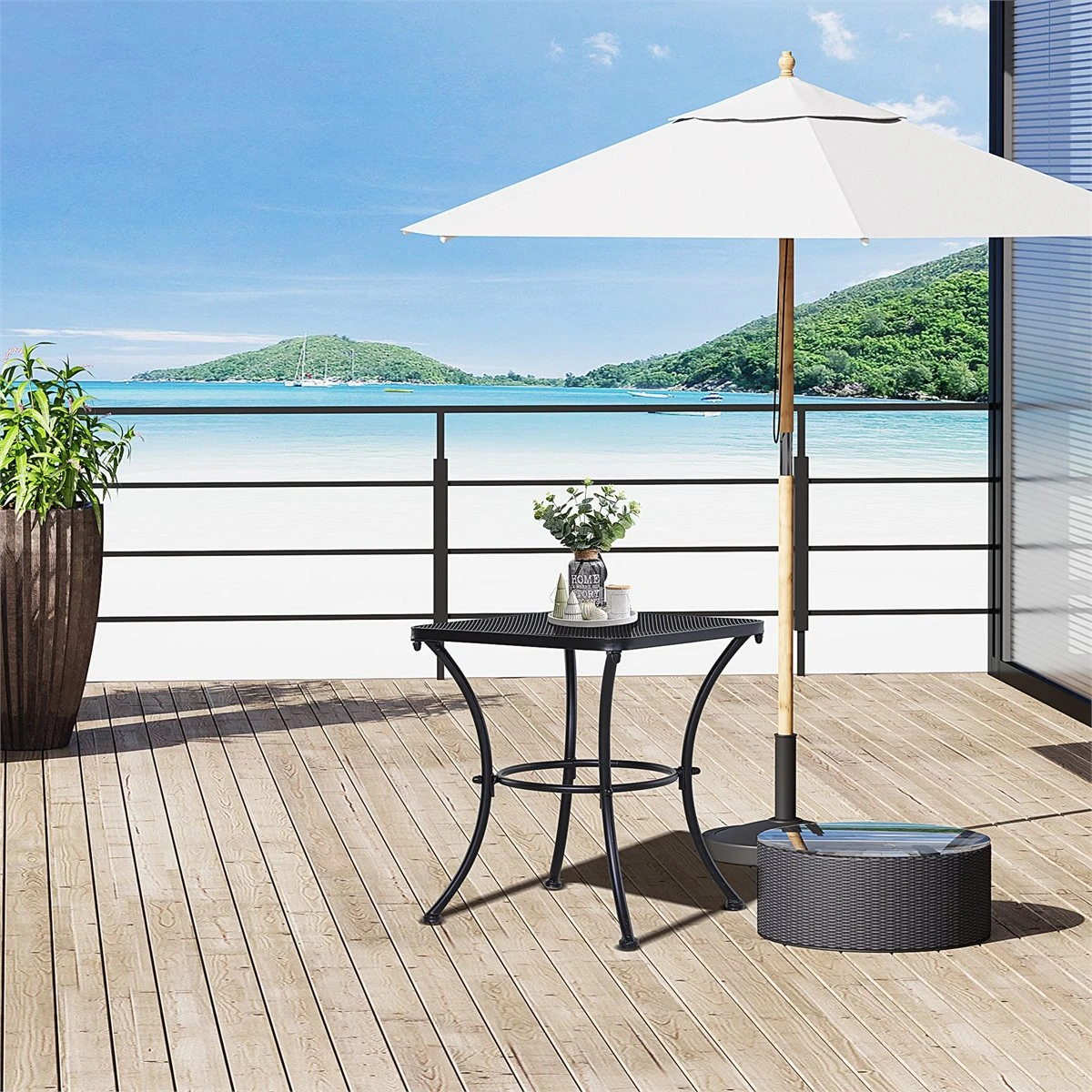 Outsunny Mesa De Jardín Cuadrada Mesa Auxiliar Exterior Con Estructura De Metal Para Patio Terraza Balcón Carga 30 Kg 45x45x50 Cm Negro 4 Outsunny Mesa De Jardín Cuadrada Mesa Auxiliar Exterior Con Estructura De Metal Para Patio Terraza Balcón Carga 30 Kg 45x45x50 Cm Negro - Imagen 2
