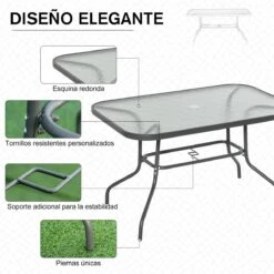 Outsunny Mesa De Jardín Exterior Rectangular De Metal Bordes Curvos Con Orificio Para Sombrilla Capacidad 70kg Vidrio Templado 120x80x70 Cm Gris Carbón 17 Outsunny Mesa De Jardín Exterior Rectangular De Metal Bordes Curvos Con Orificio Para Sombrilla Capacidad 70kg Vidrio Templado 120x80x70 Cm Gris Carbón -OUTSUNNY TIENDA 9d1e191a2ff4b9af618fc37f1c3f88d4291b297b d27006996d734fd98aea22404c7627b2