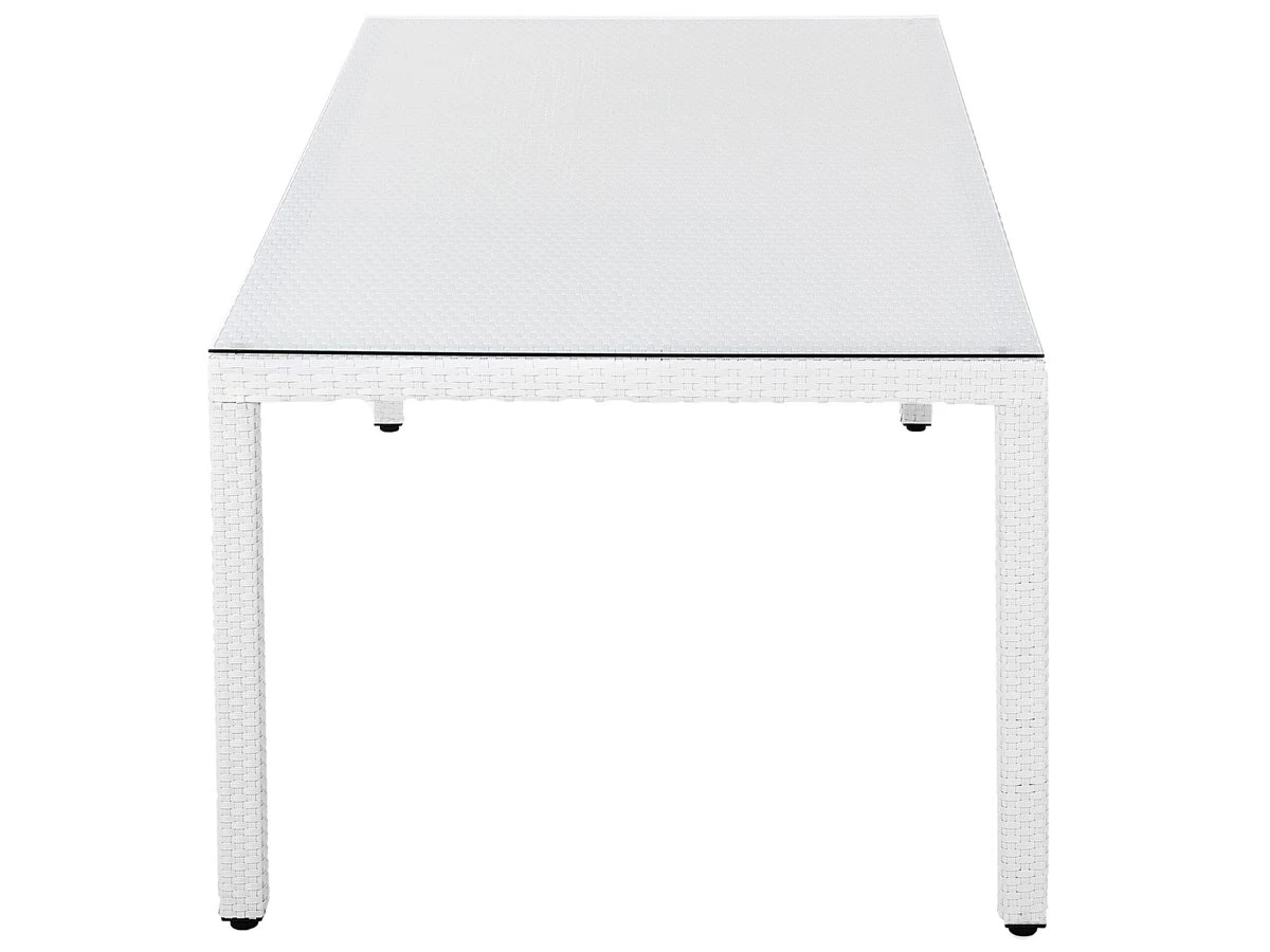Mesa De Jardín De Ratán Blanco 220 X 100 Cm ITALY 7 Mesa De Jardín De Ratán Blanco 220 X 100 Cm ITALY - Imagen 5