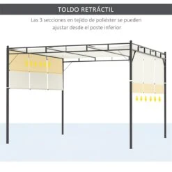 Outsunny Pérgola 3x3 M Cenador De Jardín Con Techo Retráctil Tela De Poliéster Y Tubo De Acero Para Patio Terraza Exterior Blanco -OUTSUNNY TIENDA 9f3f1075f07ca395202424324f05efcb1c56c14f 22cdeaea6a524dcaa276c8c64edd3731