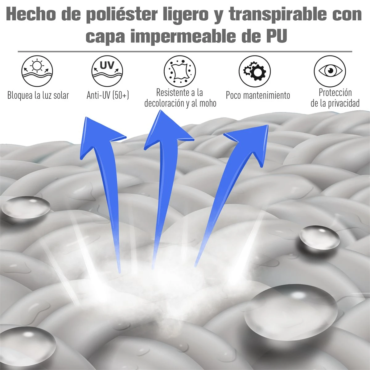 Outsunny Toldo Vertical Enrollable Con Manivela Protección UV Para Interior Y Exterior Balcón Porche Terraza 140x250 Cm Gris 7 Outsunny Toldo Vertical Enrollable Con Manivela Protección UV Para Interior Y Exterior Balcón Porche Terraza 140x250 Cm Gris - Imagen 5