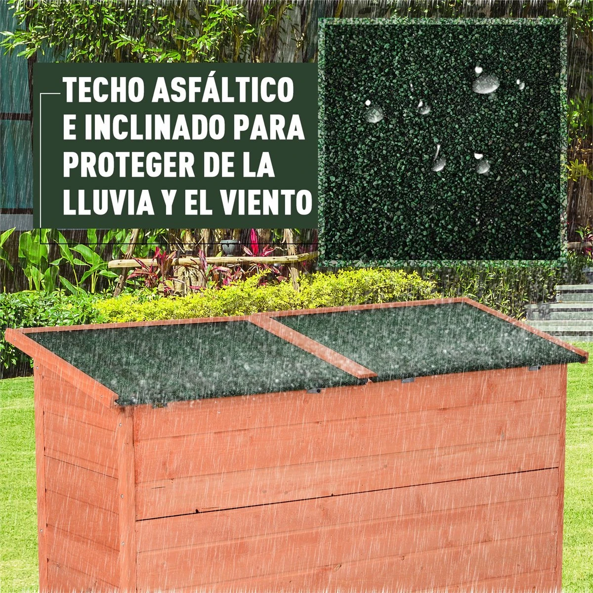 Outsunny Armario De Jardín De Madera 128x49x91 Cm Cobertizo Para Almacenaje De Herramientas Con Techo Asfáltico 2 Niveles Y 2 Puertas Con Cerraduras Para Exterior Terraza Natural 7 Outsunny Armario De Jardín De Madera 128x49x91 Cm Cobertizo Para Almacenaje De Herramientas Con Techo Asfáltico 2 Niveles Y 2 Puertas Con Cerraduras Para Exterior Terraza Natural - Imagen 5