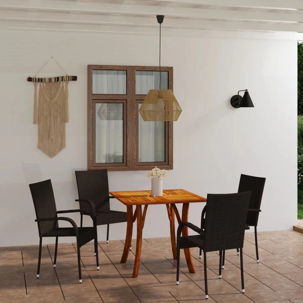 Juego De Comedor Para Jardín 5 Piezas Marrón VidaXL 3 Juego De Comedor Para Jardín 5 Piezas Marrón VidaXL
