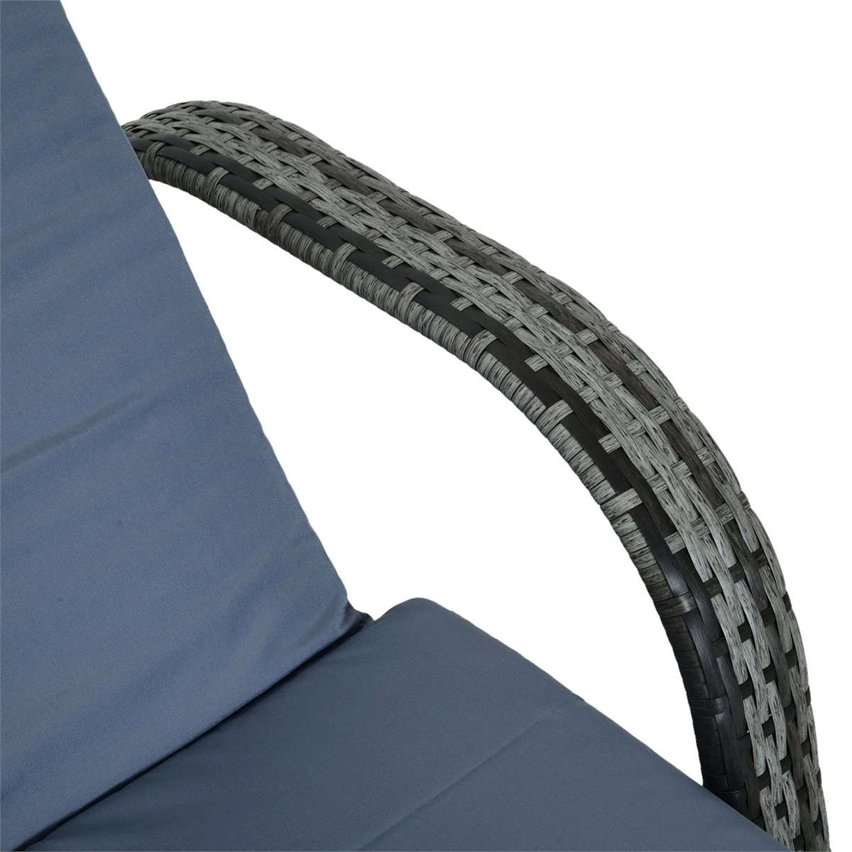 Outsunny Tumbona De Ratán De Jardín Chaise Longue Con Respaldo Ajustable En 5 Posiciones Cojines Acolchados Reposacabezas Y 2 Ruedas 200x73x30-103 Cm Gris 6 Outsunny Tumbona De Ratán De Jardín Chaise Longue Con Respaldo Ajustable En 5 Posiciones Cojines Acolchados Reposacabezas Y 2 Ruedas 200x73x30-103 Cm Gris - Imagen 4