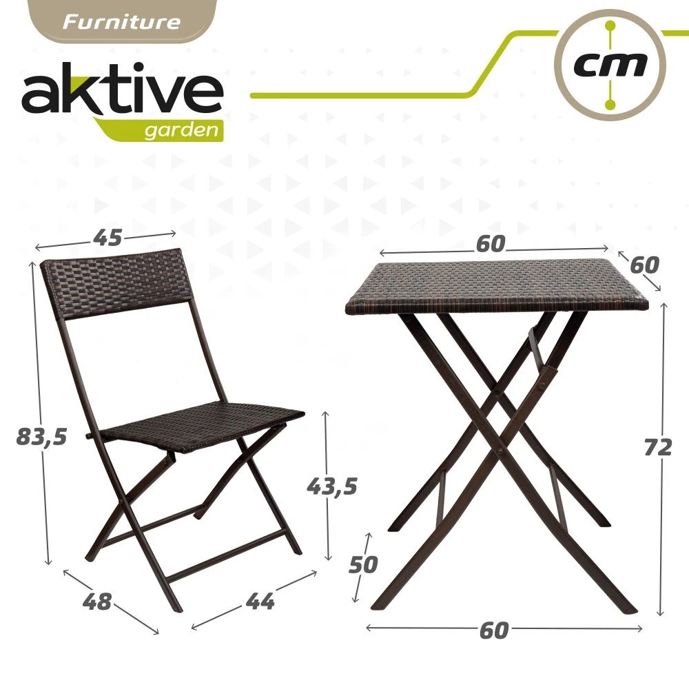 Conjunto Mesa Y Sillas Terraza Plegable Ratán Aktive 9 Conjunto Mesa Y Sillas Terraza Plegable Ratán Aktive - Imagen 7
