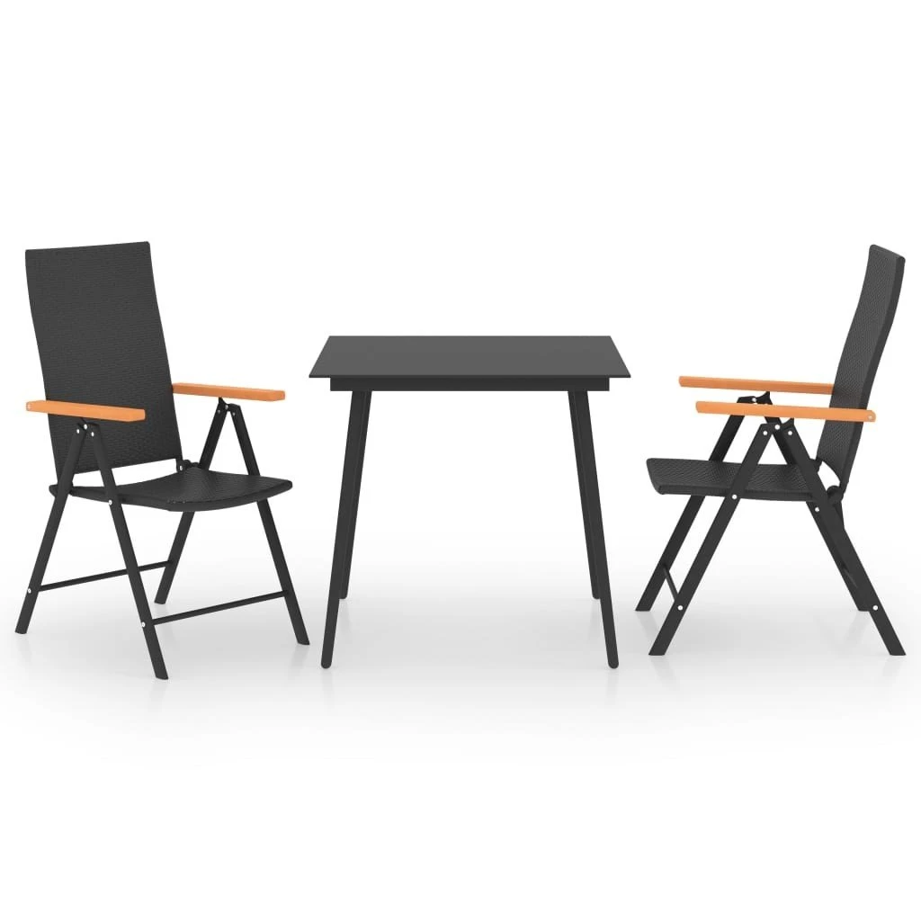 Juego De Comedor Para Jardín 3 Piezas Negro Y Marrón VidaXL 3 Juego De Comedor Para Jardín 3 Piezas Negro Y Marrón VidaXL