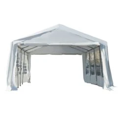 Outsunny Carpa De Jardín Cochera Gazebo 8x4m Pergola Cenador Pabellón 4 Paneles Laterales 8 Ventanas Para Fiesta Eventos Bodas Acero PE Blanco -OUTSUNNY TIENDA a2e6acd12cea74329f263bb2876549dc393166e5 c325d052413244f68275e0ebc9671aa7