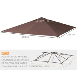 Outsunny Techo De Repuesto 2.98x2.95 M Para Cenador De Jardín Cubierta De Repuesto De Gazebo Pabellón Exterior Con 8 Orificios De Drenaje Y Ventilación Café -OUTSUNNY TIENDA a30d95a0c6c6e63b004183113fca9da8fb50fa3d 575361d0a50e4cbf98f56f054f02fd17