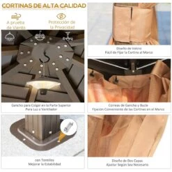 Outsunny Cenador De Jardín 3x3 M Marco De Aluminio Con 4 Cortinas Laterales 4 Mosquiteras Y Gancho Para Lámpara Gazebo Pabellón Para Exterior Patio Fiestas Marrón -OUTSUNNY TIENDA a4285e093da1e52ec93ee9a452c46da951e0a078 a3dfbd099d66490ea0454d6d18b7e2c5
