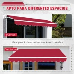 Outsunny Toldo Manual 395x245 Cm Toldo Para Patio Balcón Terraza Y Jardín Con Brazo Articulado De Aluminio Y Tela De Poliéster De 280g/m2 (Rojo) 13 Outsunny Toldo Manual 395x245 Cm Toldo Para Patio Balcón Terraza Y Jardín Con Brazo Articulado De Aluminio Y Tela De Poliéster De 280g/m2 (Rojo) -OUTSUNNY TIENDA a42ed46c05e2f88ef998464f6f99d22ae4c9cd42 217764501e13470b9c4d22a7d68ead09