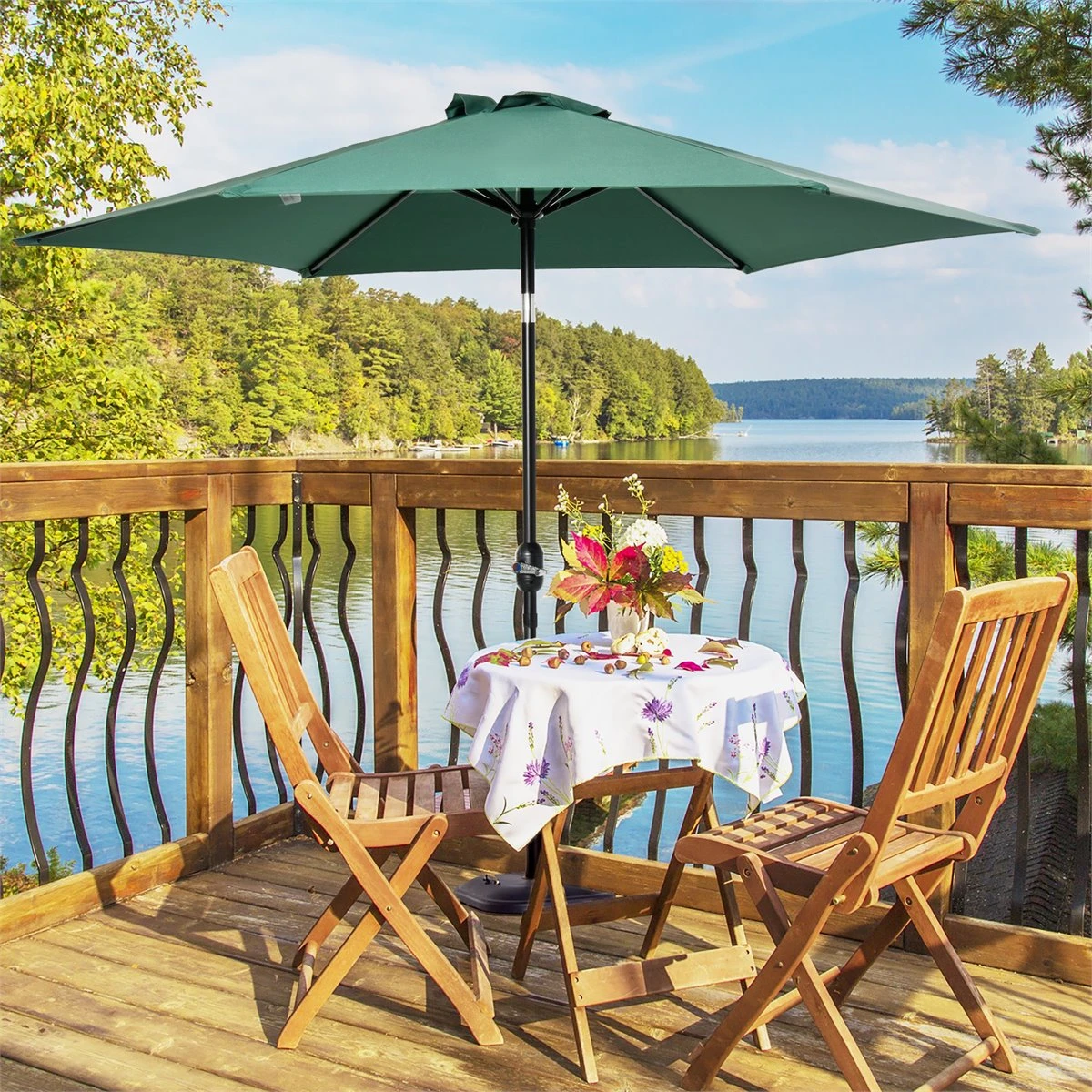 Outsunny Sombrilla Para Jardín Ø270x235 Cm Parasol De Aluminio Con Reclinable Con Manivela Y 6 Varillas Para Terraza Exterior Balcón Verde 4 Outsunny Sombrilla Para Jardín Ø270x235 Cm Parasol De Aluminio Con Reclinable Con Manivela Y 6 Varillas Para Terraza Exterior Balcón Verde - Imagen 2