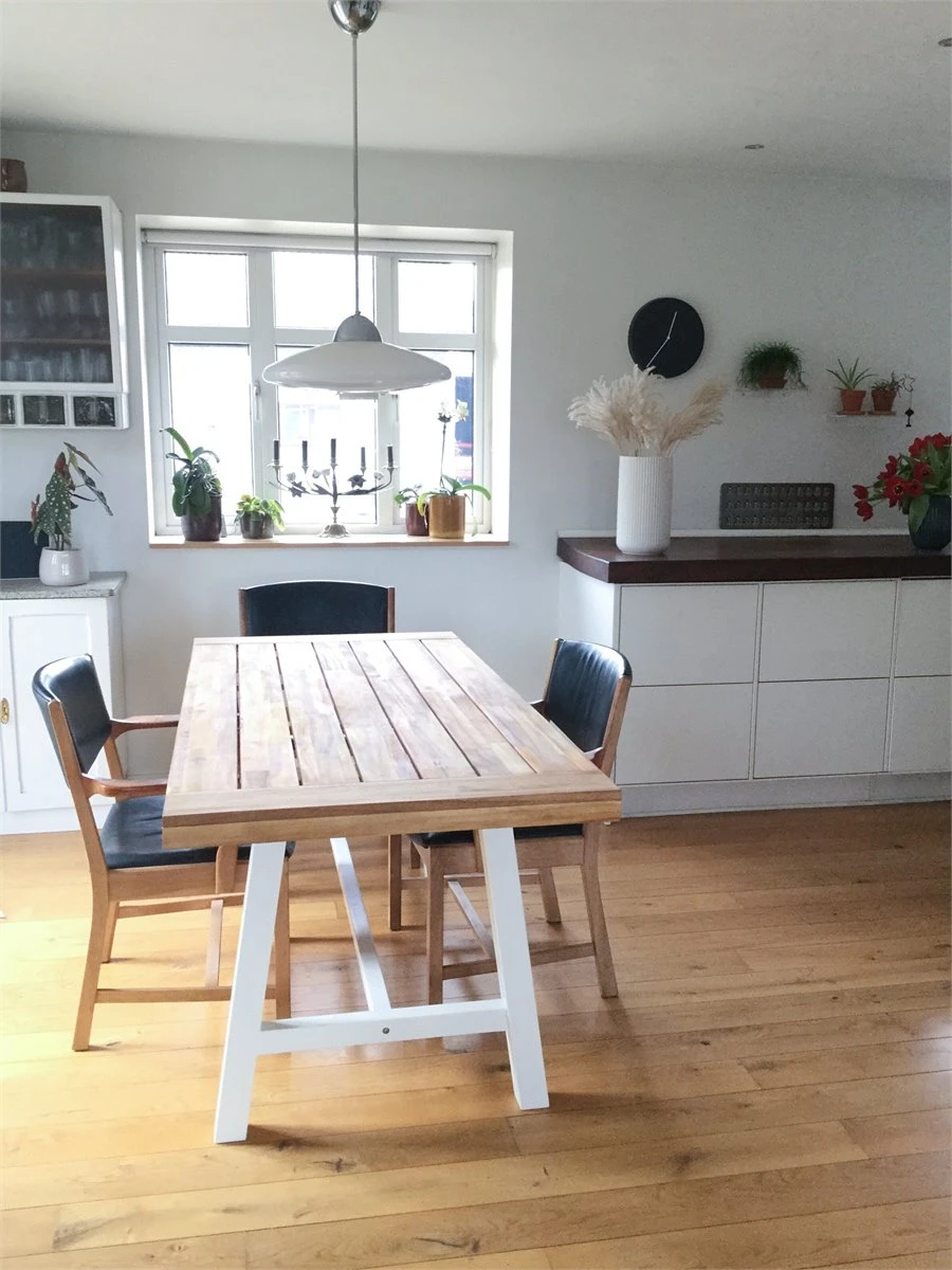 Mesa De Comedor De Madera De Acacia Clara/blanco 170 X 80 Cm SCANIA 12 Mesa De Comedor De Madera De Acacia Clara/blanco 170 X 80 Cm SCANIA - Imagen 10