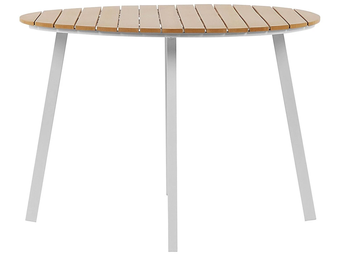 Mesa De Jardín De Madera Plástica Clara/blanco ø 105 Cm CAVOLI 6 Mesa De Jardín De Madera Plástica Clara/blanco ø 105 Cm CAVOLI - Imagen 4