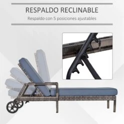 Outsunny Conjunto De 2 Tumbonas De Ratán De Jardín Con Cojines Acolchados Respaldo Ajustable En 5 Posiciones 2 Ruedas Y Tela Extraíble Lavable 67x196x51 Cm Gris -OUTSUNNY TIENDA a6058334e12a1f94b3775c743e8e37d3af3928a3 97ef43b5f2924e279cc245223cbac6d3