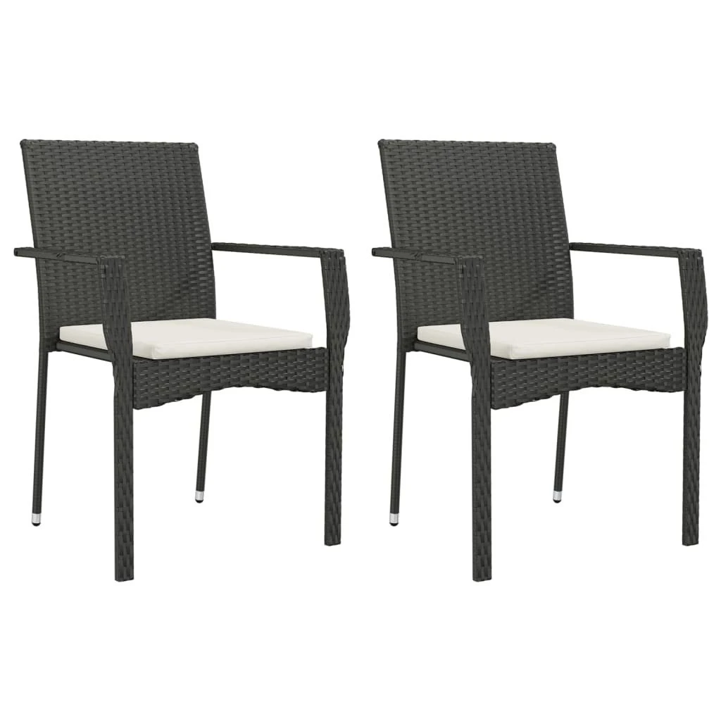 Set Comedor De Jardín 3 Pzas Con Cojines Ratán Sintético Negro VidaXL 4 Set Comedor De Jardín 3 Pzas Con Cojines Ratán Sintético Negro VidaXL - Imagen 2