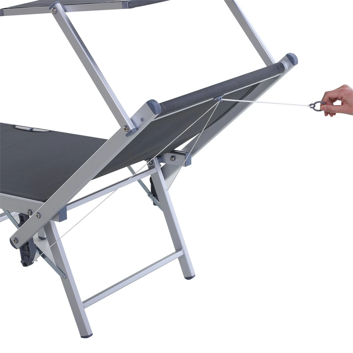 Outsunny Tumbona Plegable Y Reclinable De Aluminio Con Toldo Incorporado Para Piscina Jardín Terraza Exterior Carga 120 Kg 169x72x55/72cm Gris 13 Outsunny Tumbona Plegable Y Reclinable De Aluminio Con Toldo Incorporado Para Piscina Jardín Terraza Exterior Carga 120 Kg 169x72x55/72cm Gris - Imagen 11