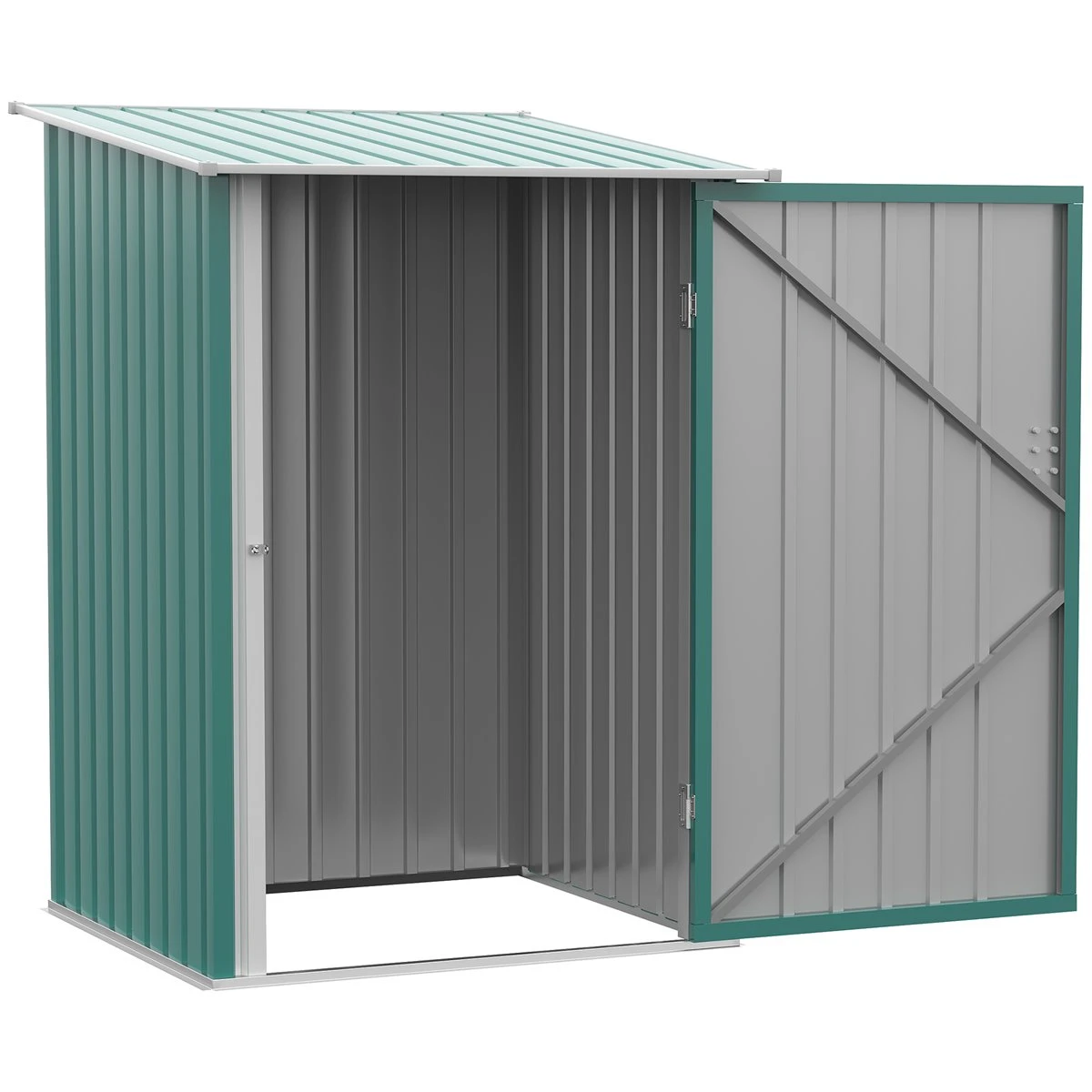Outsunny Caseta De Jardín 0,92 M² 100x103x160 Cm Cobertizo Exterior De Acero Galvanizado Con Puerta Cerradura Y Techo Inclinado Para Almacenamiento De Herramientas Verde 11 Outsunny Caseta De Jardín 0,92 M² 100x103x160 Cm Cobertizo Exterior De Acero Galvanizado Con Puerta Cerradura Y Techo Inclinado Para Almacenamiento De Herramientas Verde - Imagen 9