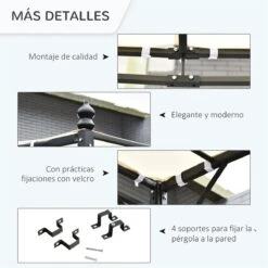 Outsunny Pérgola De Jardín 4x3 M Cenador Montado En Pared Con Toldo Y 4 Orificios De Drenaje Marco De Metal Y Poliéster 180 G/m² Para Patio Terraza Crema 15 Outsunny Pérgola De Jardín 4x3 M Cenador Montado En Pared Con Toldo Y 4 Orificios De Drenaje Marco De Metal Y Poliéster 180 G/m² Para Patio Terraza Crema -OUTSUNNY TIENDA a7c67d68d6a4fa0548cbdba6e0c2abae3cbf6df6 4cb09d9cf67d4f55aed9df6f35d4c027