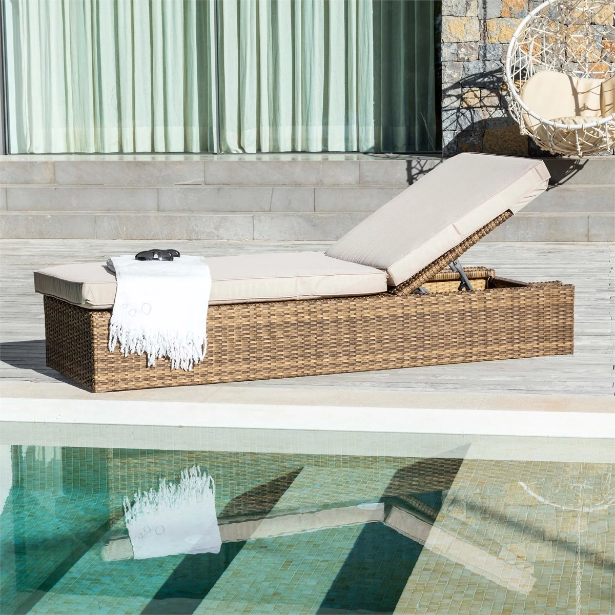 BARI Tumbona Multiposiciones Marrón 4 BARI Tumbona Multiposiciones Marrón - Imagen 2