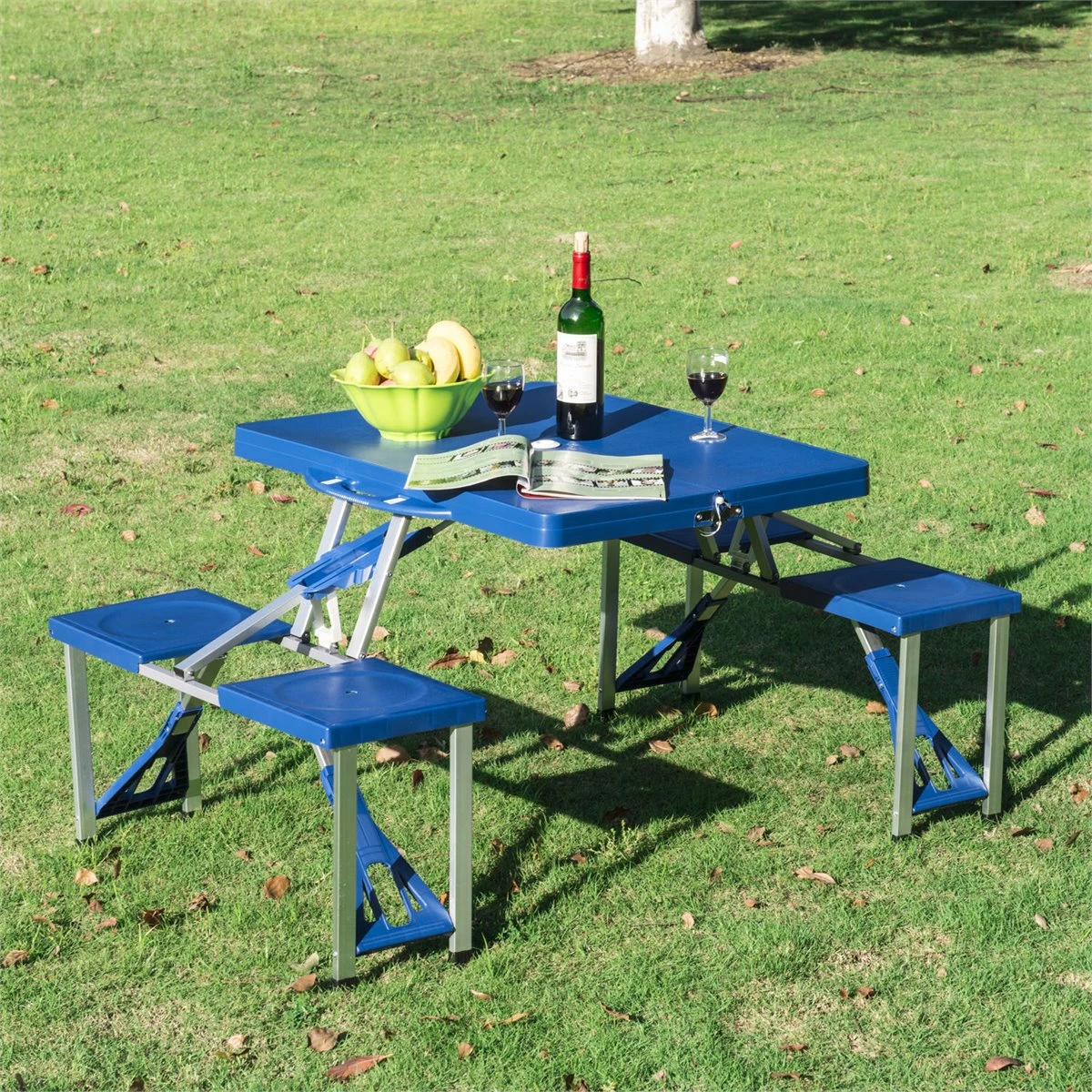 Outsunny Mesa Maleta De Camping Plegable Portátil 4 Asientos Y Agujero Sombrilla Estructura Aluminio Playa Picnic 84.5x64.5x66cm (Azul) 4 Outsunny Mesa Maleta De Camping Plegable Portátil 4 Asientos Y Agujero Sombrilla Estructura Aluminio Playa Picnic 84.5x64.5x66cm (Azul) - Imagen 2