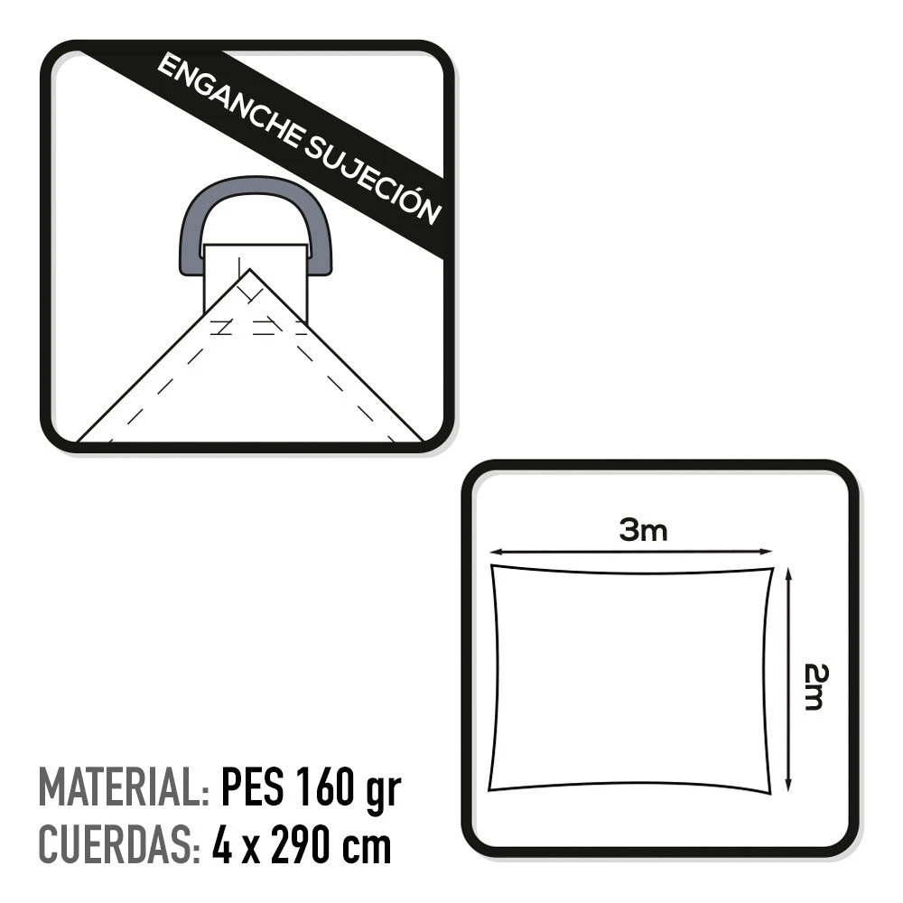 Toldo Poliéster Rectangular Aktive Garden Color Blanco 5 Toldo Poliéster Rectangular Aktive Garden Color Blanco - Imagen 3