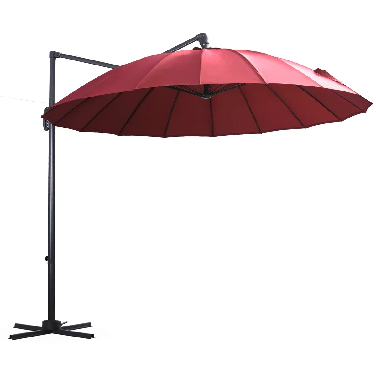 Outsunny Parasol Sombrilla De Jardín Ø300 Cm De Diámetro Con Manivela Y Poste Giratorio 360° Techo Inclinable En 6 Posiciones Base Cruzada Incluida Rojo 3 Outsunny Parasol Sombrilla De Jardín Ø300 Cm De Diámetro Con Manivela Y Poste Giratorio 360° Techo Inclinable En 6 Posiciones Base Cruzada Incluida Rojo