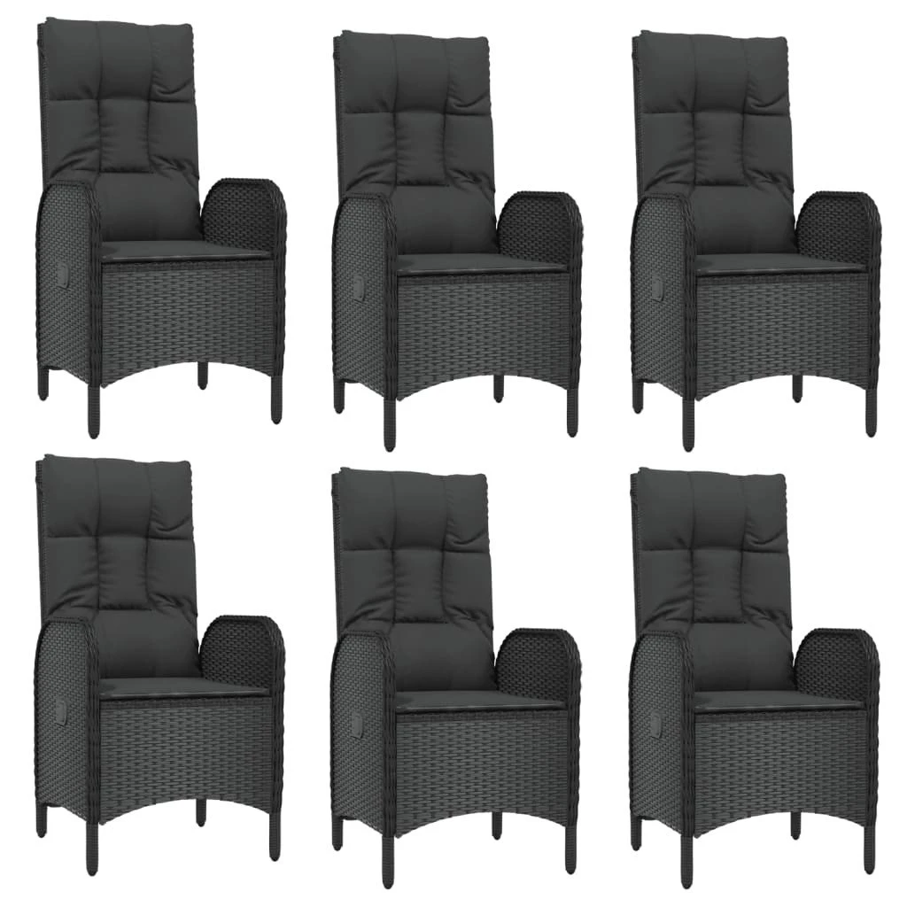 Set Comedor Jardín 7 Pzas Y Cojines Ratán Sintético Negro Gris VidaXL 6 Set Comedor Jardín 7 Pzas Y Cojines Ratán Sintético Negro Gris VidaXL - Imagen 4
