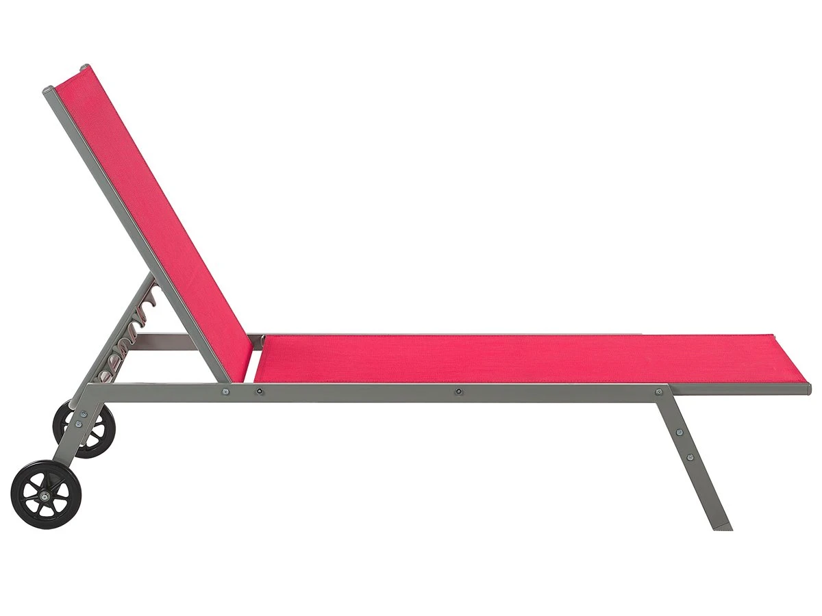 Tumbona De Metal/textil Trenzado Rojo/negro LEVANZO 8 Tumbona De Metal/textil Trenzado Rojo/negro LEVANZO - Imagen 6