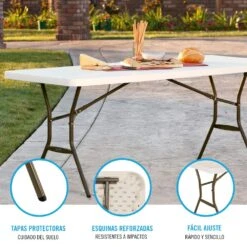 Mesa Rectangular Patas Plegables Crema LIFETIME 183x76x74 Cm -OUTSUNNY TIENDA abe48729a74e71ee959a5a735f07816b0100aa86 446b4f616ed24a29aa757dea898996b0