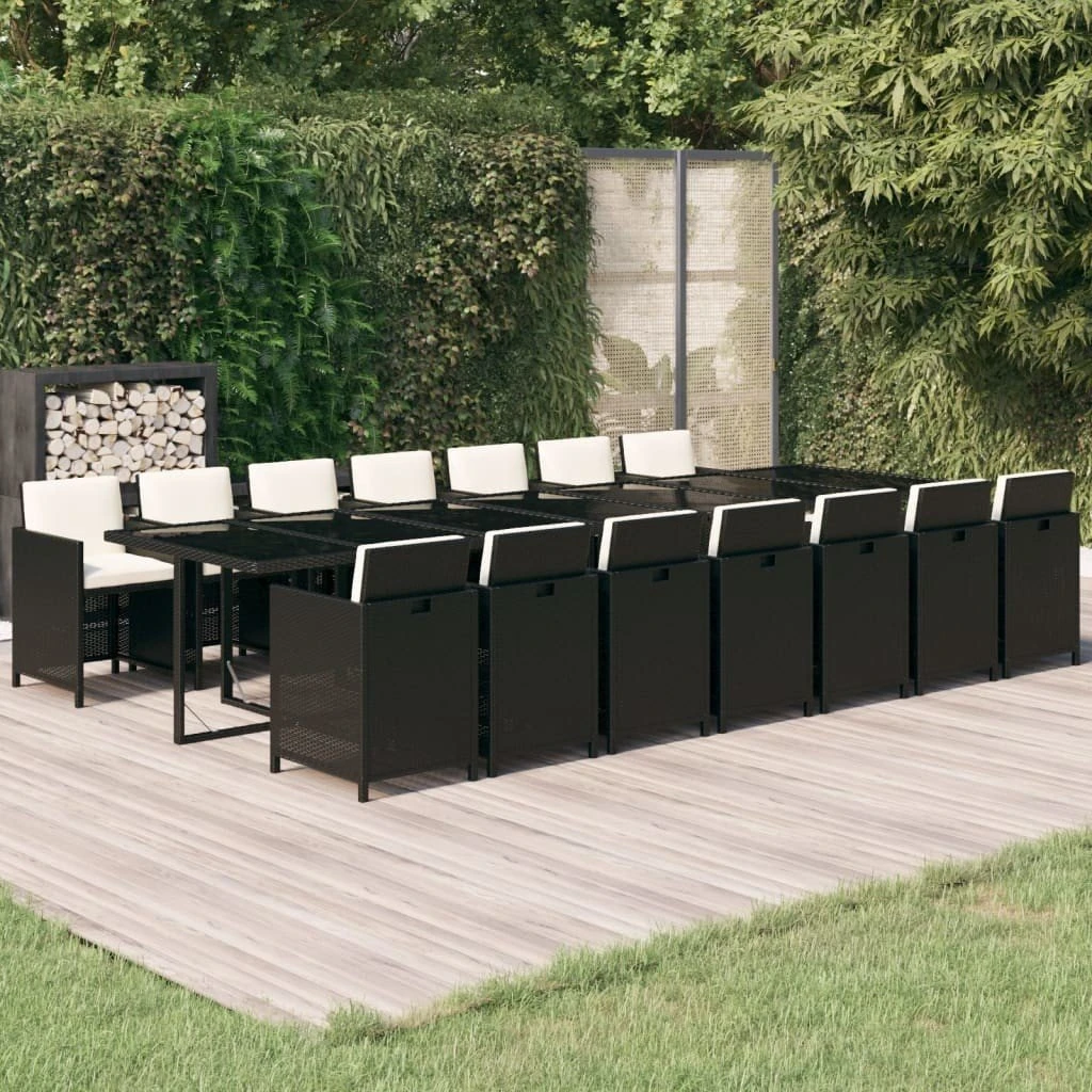 Set Comedor De Jardín 15 Pzas Con Cojines Ratán Sintético Negro VidaXL 5 Set Comedor De Jardín 15 Pzas Con Cojines Ratán Sintético Negro VidaXL - Imagen 3