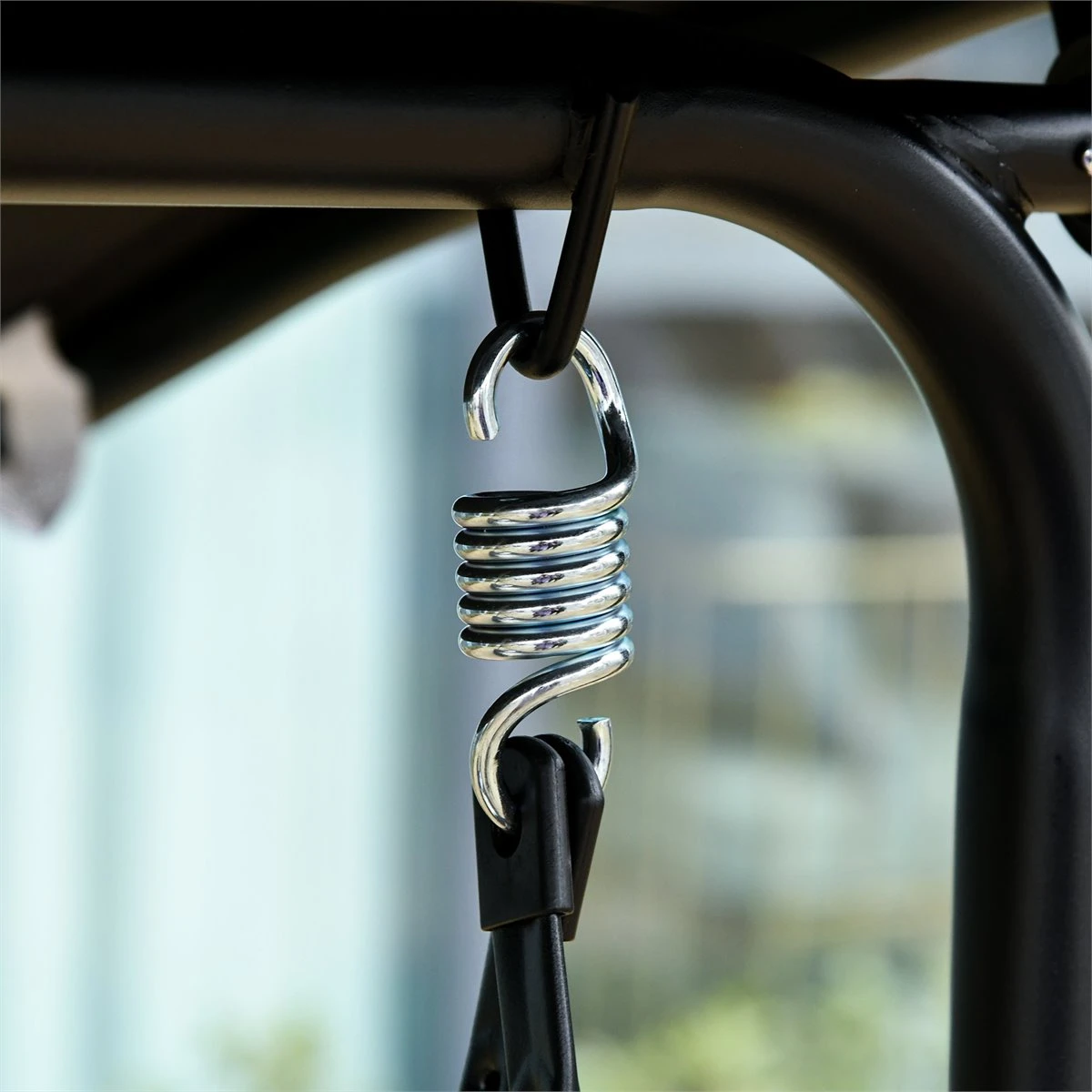 Outsunny Columpio De Jardín De 2 Plazas Silla Balancín Con Parasol Techo Ajustable En Ángulo Terraza Balcón Exterior Carga 200 Kg 172x110x155 Cm Negro 7 Outsunny Columpio De Jardín De 2 Plazas Silla Balancín Con Parasol Techo Ajustable En Ángulo Terraza Balcón Exterior Carga 200 Kg 172x110x155 Cm Negro - Imagen 5