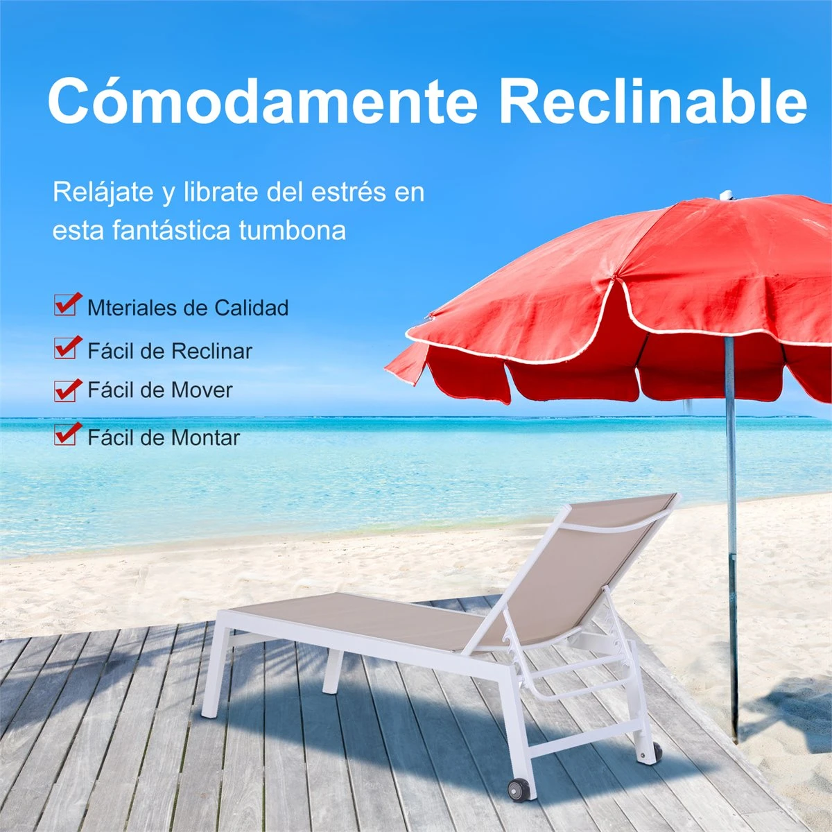Outsunny Tumbona Multiposiciones De Jardín Con Respaldo Reclinable En 5 Posiciones De Aluminio Y Texteline Carga 160 Kg Para Patio Terraza 202x65x43 Cm Beige 12 Outsunny Tumbona Multiposiciones De Jardín Con Respaldo Reclinable En 5 Posiciones De Aluminio Y Texteline Carga 160 Kg Para Patio Terraza 202x65x43 Cm Beige - Imagen 10