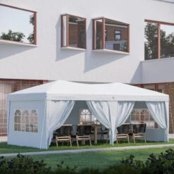 Outsunny Carpa Plegable En Acordeon 4 Paneles Laterales 2 Cortinas +Bolsa Transporte 5,91x2,97x2,55 M Blanco 11 Outsunny Carpa Plegable En Acordeon 4 Paneles Laterales 2 Cortinas +Bolsa Transporte 5,91x2,97x2,55 M Blanco -OUTSUNNY TIENDA af570803284c376853f4bd0ea6c75ccab3744a1c 7e23116bf43041629f46394117f52865