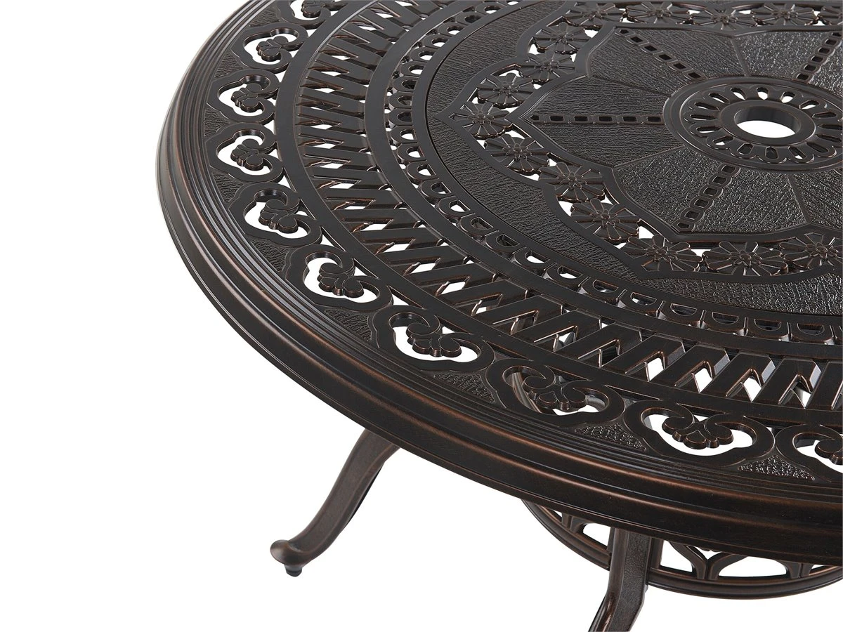 Mesa De Jardín De Metal Marrón Oscuro ⌀ 102 Cm SALENTO 6 Mesa De Jardín De Metal Marrón Oscuro ⌀ 102 Cm SALENTO - Imagen 4