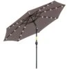 Outsunny Sombrilla De Jardín Con 32 Luces LED Solares Ø265x233 Cm Parasol Inclinable Con Manivela Y Poste De Acero Para Terraza Patio Exterior Gris