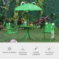 Outsunny Set De Mesa Y Sillas Infantil De Jardín Conjunto De Picnic Plegable Para Niños Juego De Mesa Con Sombrilla Ajustable En Altura De 100-125 Cm Diseño De Rana Verde 15 Outsunny Set De Mesa Y Sillas Infantil De Jardín Conjunto De Picnic Plegable Para Niños Juego De Mesa Con Sombrilla Ajustable En Altura De 100-125 Cm Diseño De Rana Verde -OUTSUNNY TIENDA b1380586b8e481117a0cc4995e6b9b0fdf0a4f52 5e5b02570e294bb9a46fc046d01eb897