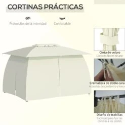 Outsunny Cenador De Jardín 4x3 M Pabellón De Exterior Con Doble Techo 4 Cortinas Laterales 4 Mosquiteras Con Cremalleras Y Marco De Acero Para Fiestas Eventos Beige 15 Outsunny Cenador De Jardín 4x3 M Pabellón De Exterior Con Doble Techo 4 Cortinas Laterales 4 Mosquiteras Con Cremalleras Y Marco De Acero Para Fiestas Eventos Beige -OUTSUNNY TIENDA b34911ad591f5add22dbd52231402f22e58dae13 8d9277e761db45be97e1264d4815a5fb