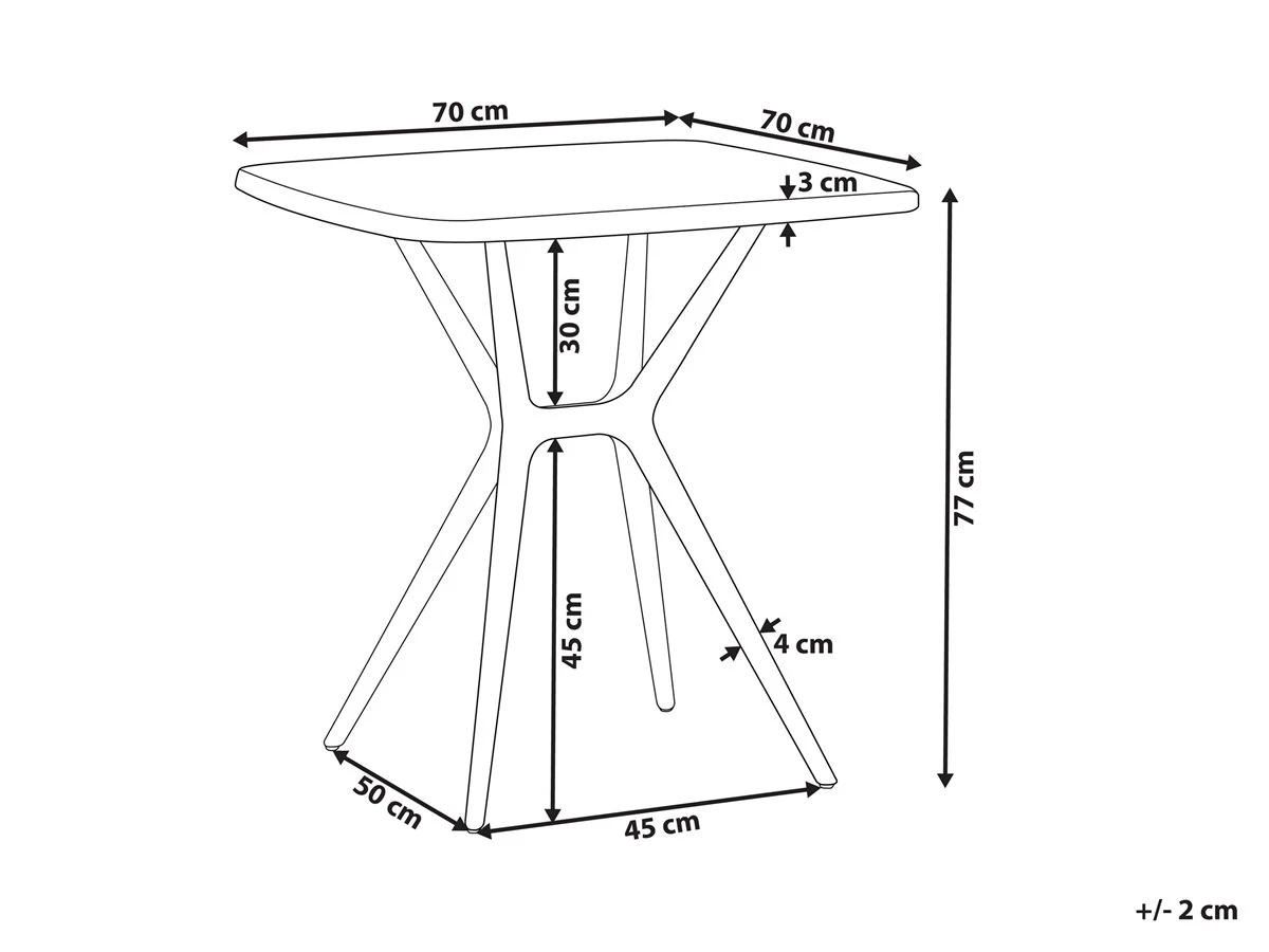 Mesa De Balcón De Material Sintético Blanco 70 X 70 Cm SERSALE 5 Mesa De Balcón De Material Sintético Blanco 70 X 70 Cm SERSALE - Imagen 3