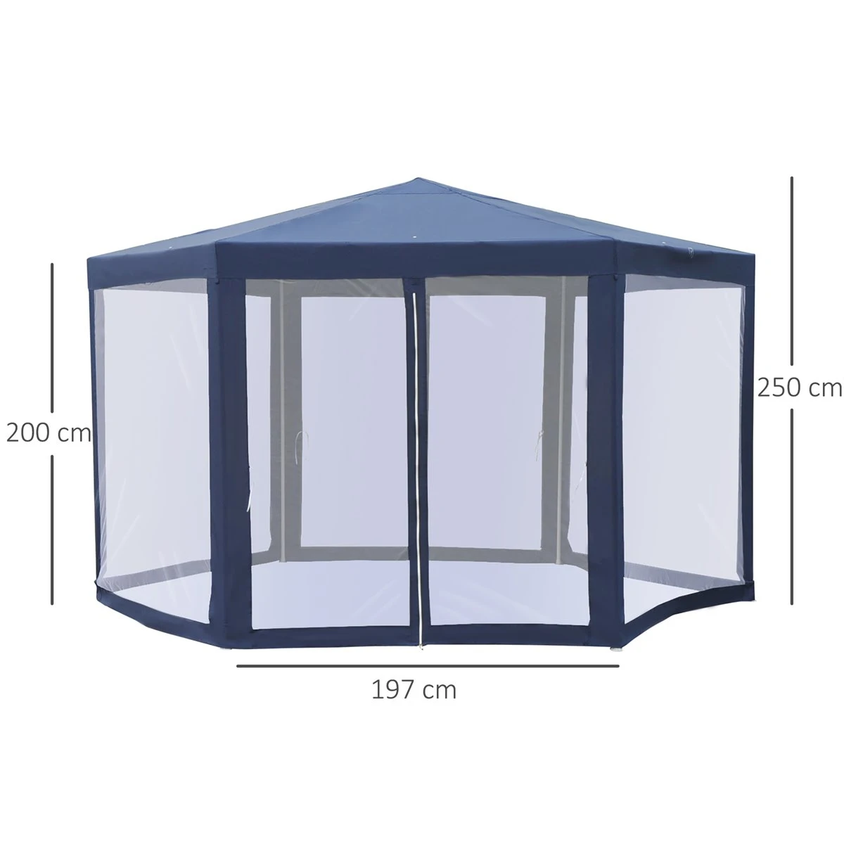 Outsunny Carpa Gazebo Tipo Cenador Hexagonal Con Mosquitera Para Jardín Y Terraza Ø1,97 M Material De Poliéster Repelente Al Agua (Azul) 5 Outsunny Carpa Gazebo Tipo Cenador Hexagonal Con Mosquitera Para Jardín Y Terraza Ø1,97 M Material De Poliéster Repelente Al Agua (Azul) - Imagen 3