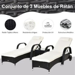 Outsunny Set De 2 Tumbonas Chaise Longue + 1 Mesa De Ratan Para Jardín O Terraza Sillas Con Cojín Y Respaldo Ajustable A 5 Niveles (Negro) 15 Outsunny Set De 2 Tumbonas Chaise Longue + 1 Mesa De Ratan Para Jardín O Terraza Sillas Con Cojín Y Respaldo Ajustable A 5 Niveles (Negro) -OUTSUNNY TIENDA b3df42e5cf2beab51bfaa186c466bb1d06557a60 b437e189a6db4e6ab8a0b79b4af13afd