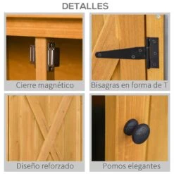 Outsunny Armario De Jardín De Madera 110x55x117 Cm 0,45 M² Cobertizo Para Almacenaje De Herramientas Con Techo Asfáltico 3 Estantes Y 2 Puertas Para Exterior Terraza Natural -OUTSUNNY TIENDA b45e2b0c161f089602d776d7e84063ba33879214 0de036011d3b45669a88093c20e2525a