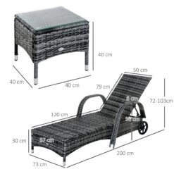 Outsunny Set De 2 Tumbonas Chaise Longue + 1 Mesa De Ratan Para Jardín O Terraza Sillas Con Cojín Y Respaldo Ajustable A 5 Niveles (Gris) 16 Outsunny Set De 2 Tumbonas Chaise Longue + 1 Mesa De Ratan Para Jardín O Terraza Sillas Con Cojín Y Respaldo Ajustable A 5 Niveles (Gris) -OUTSUNNY TIENDA b49720022c2ef1fb6653f0c99a86e369d948cb22 ba479c2436174901890ee314f05fc5f2