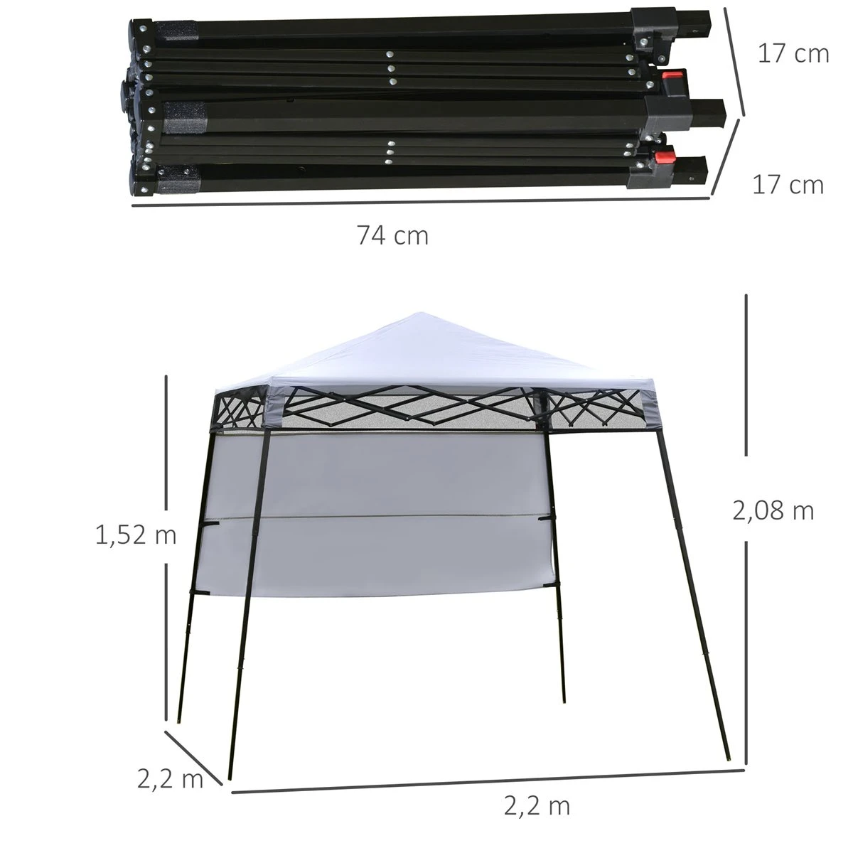 Outsunny Carpa Plegable 2,2x2,2x2m Con Lateral Altura Ajustable Protección UV 50+ De Acero Y Tela Oxford Con Bolsa De Transporte Blanco 5 Outsunny Carpa Plegable 2,2x2,2x2m Con Lateral Altura Ajustable Protección UV 50+ De Acero Y Tela Oxford Con Bolsa De Transporte Blanco - Imagen 3