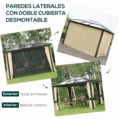 Outsunny Cenador Para Jardín 3x3.6 M Alumnio Pabellón Para Exterior Con Techo De Policarbonato Anti-UV Y 4 Mosquiteras Laterales Con Cremalleras Para Fiestas Eventos Beige 18 Outsunny Cenador Para Jardín 3x3.6 M Alumnio Pabellón Para Exterior Con Techo De Policarbonato Anti-UV Y 4 Mosquiteras Laterales Con Cremalleras Para Fiestas Eventos Beige -OUTSUNNY TIENDA b54e4f9b83d8005ba31287f59fba66584f624dbd 8c02b72eb0f44d309b7c3608e0a33015