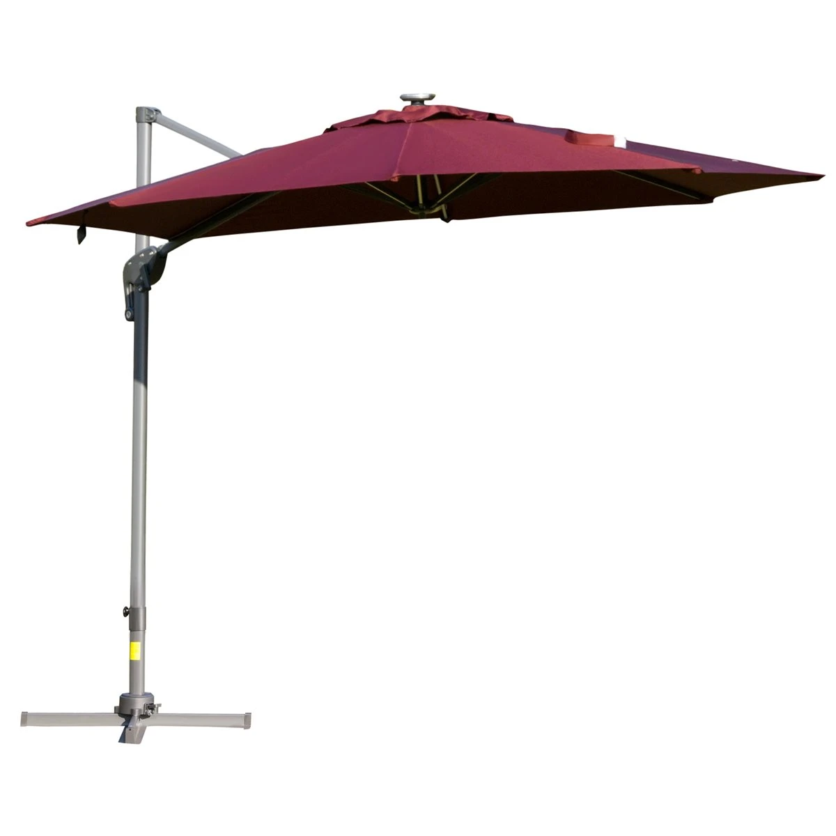 Outsunny Sombrilla De 300 Cm De Aluminio Luces LED Protección UV 50+ Giratorio 360° Con Manivela Panel Solar Techo Reclinable Base Cruzada Rojo 3 Outsunny Sombrilla De 300 Cm De Aluminio Luces LED Protección UV 50+ Giratorio 360° Con Manivela Panel Solar Techo Reclinable Base Cruzada Rojo