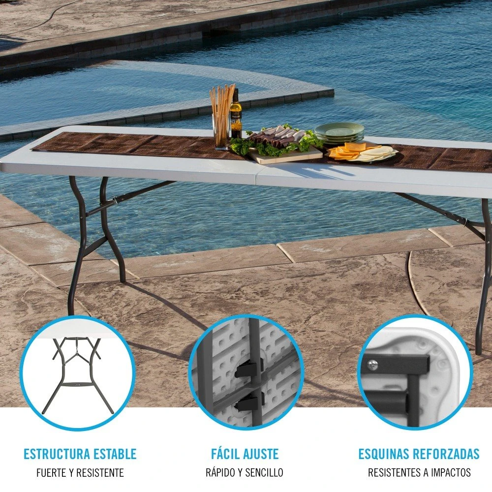 Mesa Rectangular Plegable Blanco LIFETIME 245 X 76 X 74 Cm 4 Mesa Rectangular Plegable Blanco LIFETIME 245 X 76 X 74 Cm - Imagen 2