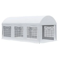 Outsunny Carpa De Jardín 6x3 M Carpa Para Fiestas Cenador Con Paredes Laterales Extraíbles Puerta Con Cremalleras Y 6 Ventanas Protección UV Para Exterior Eventos Bodas Blanco